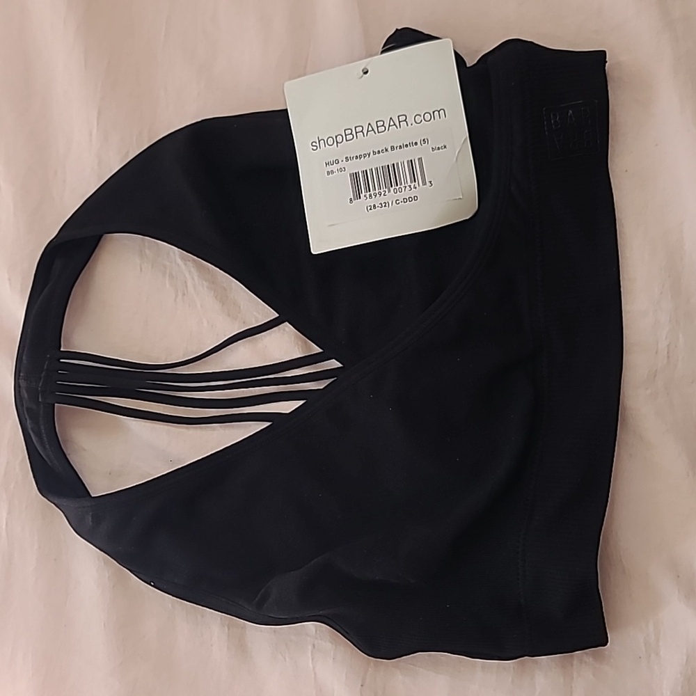 BRABAR HUG - Strappy back bralette Black size (28-32)/C-DDD NWT